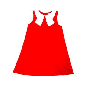 Jacadi Paris Red Dress with White Peter Pan Tie Collar Size 8